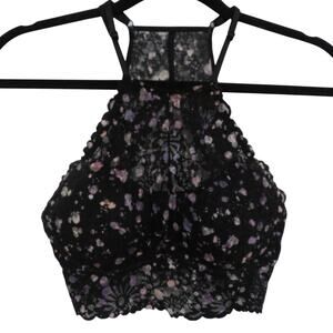 PINK Victoria's Secret Women Sz XS Black Pink Purple Splatter High Neck Bralette